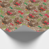 Santa's rendierster cadeaupapier (Hoek)