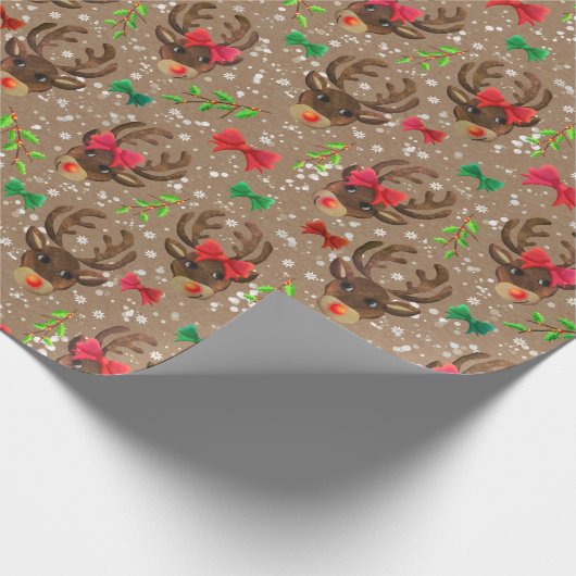 Santa's rendierster cadeaupapier (Hoek)