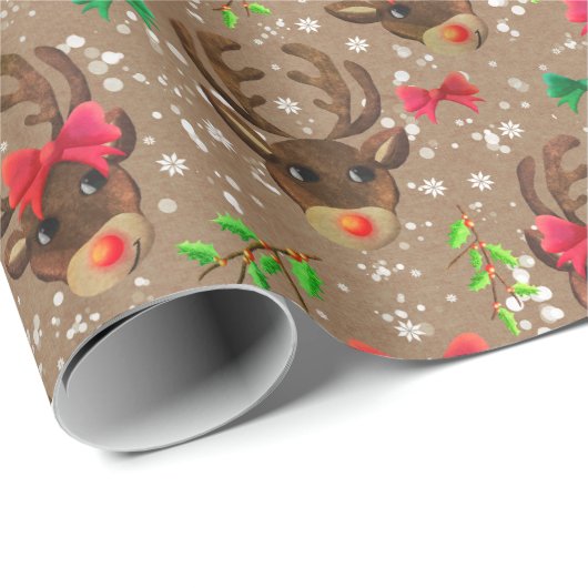 Santa's rendierster cadeaupapier (Rol Hoek)