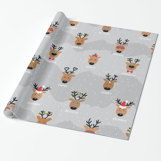 Santa's rendierster cadeaupapier (Uitgerold)