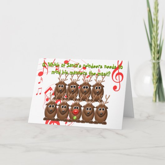 Santa's rendiertje Funny-kerstWenskaart Feestdagen Kaart (Voorkant)