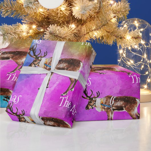 Santa's rendiertje op Tie Dye kerstwrapping Pap Cadeaupapier (Feestdagen)