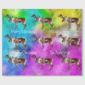 Santa's rendiertje op Tie Dye kerstwrapping Pap Cadeaupapier (Vlak)