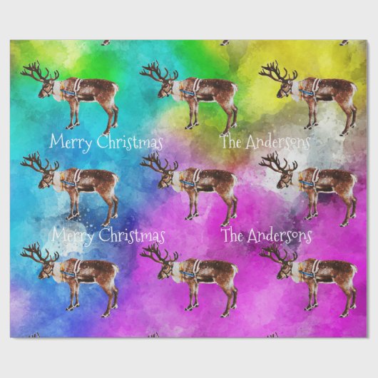 Santa's rendiertje op Tie Dye kerstwrapping Pap Cadeaupapier (Vlak)