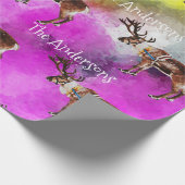 Santa's rendiertje op Tie Dye kerstwrapping Pap Cadeaupapier (Hoek)
