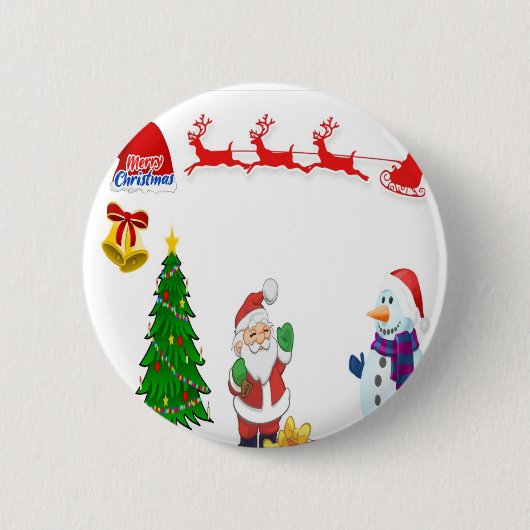 Santa's rendierwagen ronde button 5,7 cm (Voorkant)