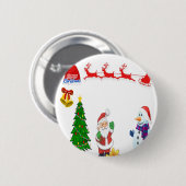 Santa's rendierwagen ronde button 5,7 cm (Voorkant /achterkant)