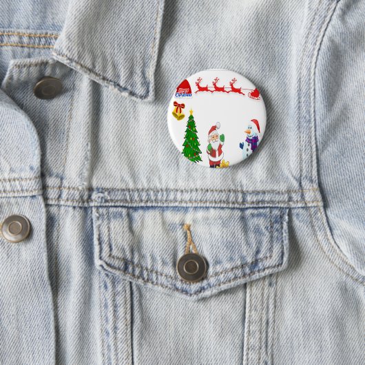 Santa's rendierwagen ronde button 5,7 cm (In situ)