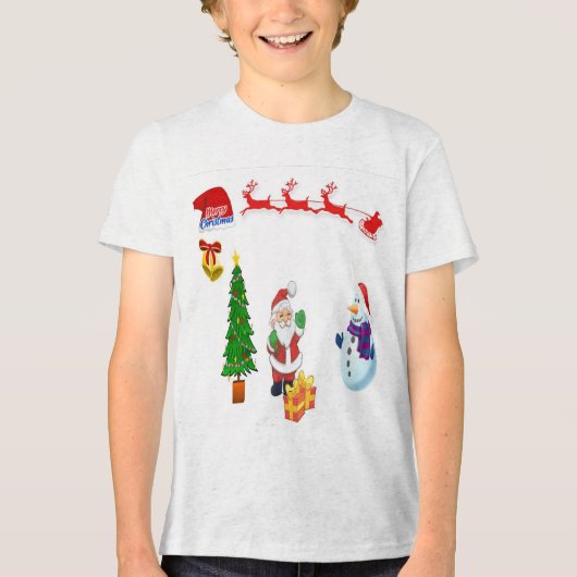 Santa's rendierwagen Tri-Blend shirt (Voorkant)