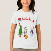Santa's rendierwagen Tri-Blend shirt (Voorkant)