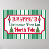 Santa's Retro Christmas Tree Lot Sign Art Poster (Voorkant)