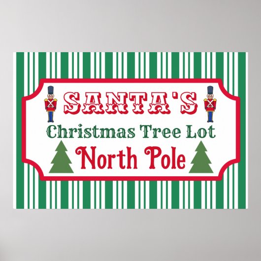 Santa's Retro Christmas Tree Lot Sign Art Poster (Voorkant)