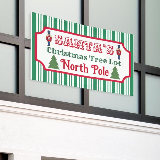 Santa's Retro Christmas Tree Lot Sign Banner (Buitenkant Gebouw)