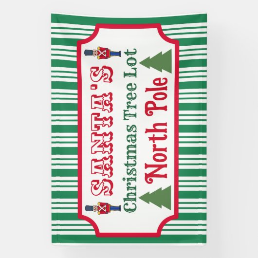 Santa's Retro Christmas Tree Lot Sign Banner (Verticaal)