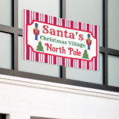 Santa's Retro Christmas Village Sign Banner (Buitenkant Gebouw)