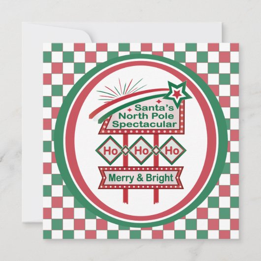 Santa's Retro Lichtkrant – Ho Ho Ho Prettig & Kers Kaart (Voorkant)