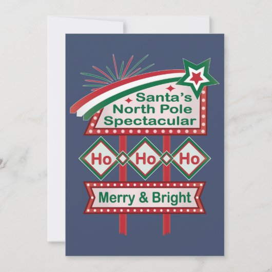 Santa's Retro Lichtkrant – Ho Ho Ho Prettig & Kers Kaart (Voorkant)