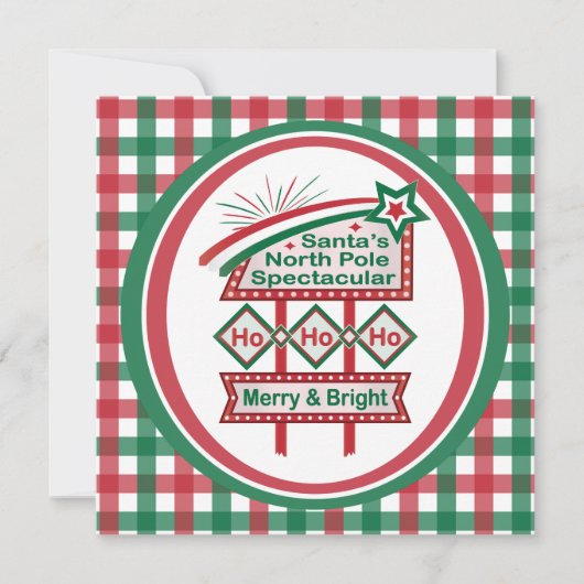 Santa's Retro Lichtkrant – Ho Ho Ho Prettig & Kers Kaart (Voorkant)