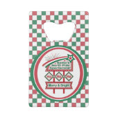 Santa's Retro Marquee - Ho Vrolijk & Helder Creditkaart Flessenopener (Achterkant)