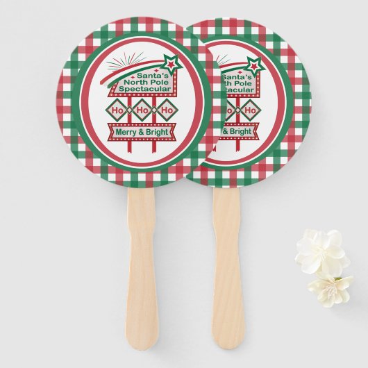 Santa's Retro Marquee - Ho Vrolijk & Helder Handwaaier (Voorkant en achterkant)