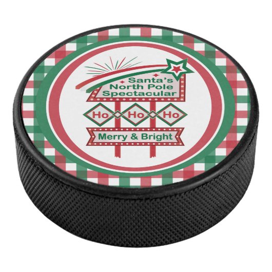 Santa's Retro Marquee - Ho Vrolijk & Helder Hockey Puck (3/4)