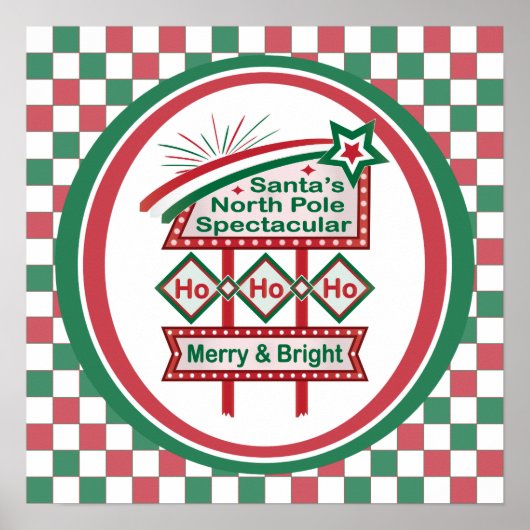 Santa's Retro Marquee - Ho Vrolijk & Helder Poster (Voorkant)