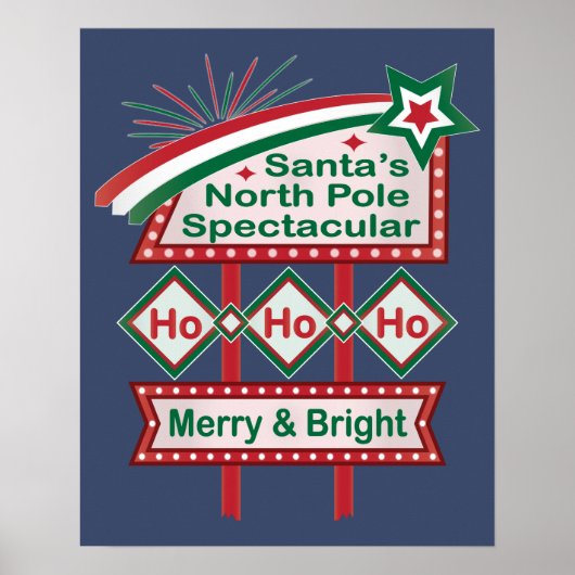 Santa's Retro Marquee - Ho Vrolijk & Helder Poster (Voorkant)