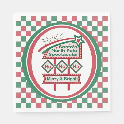 Santa's Retro Marquee - Ho Vrolijk & Helder Servet (Voorkant)