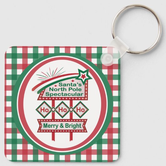 Santa's Retro Marquee - Ho Vrolijk & Helder Sleutelhanger (Achterkant)