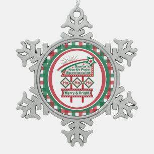 Santa's Retro Marquee - Ho Vrolijk & Helder Tin Sneeuwvlok Ornament