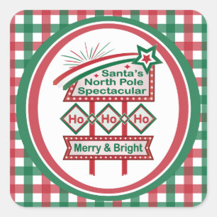 Santa's Retro Marquee - Ho Vrolijk & Helder Vierkante Sticker