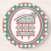 Santa's Retro Marquee - Ho Vrolijk & Helder Zandsteen Onderzetter (Voorkant)