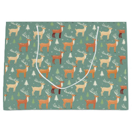 Santa's Retro Reindeer Gift Bag Groot Cadeauzakje