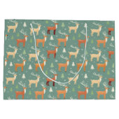 Santa's Retro Reindeer Gift Bag Groot Cadeauzakje (Achterkant)