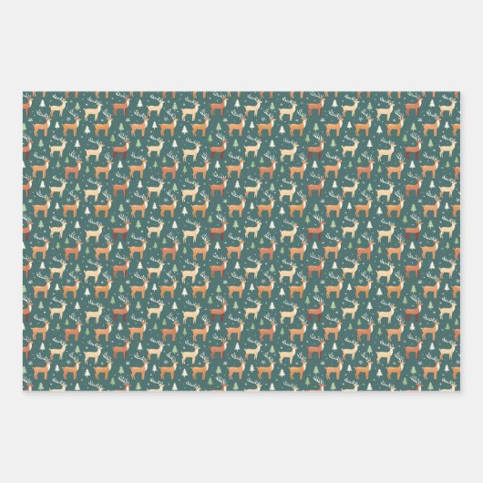 Santa's Retro Reindeer Inpakpapier Vel (Voorkant 2)