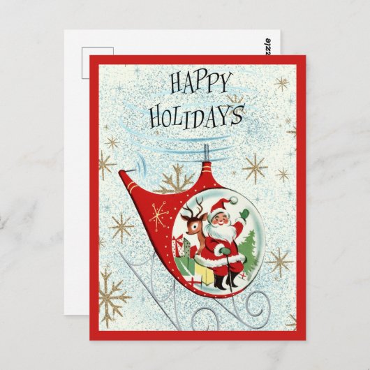 Santa's Retro Rotor Sleigh Briefkaart (Voorkant / Achterkant)