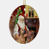 Santas Rhodesian Ridgebacks (TWO) Keramisch Ornament (Rechts)