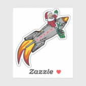 Santa's Rocket Ship Sticker (Vel)