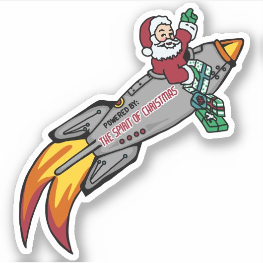 Santa's Rocket Ship Sticker (Voorkant)