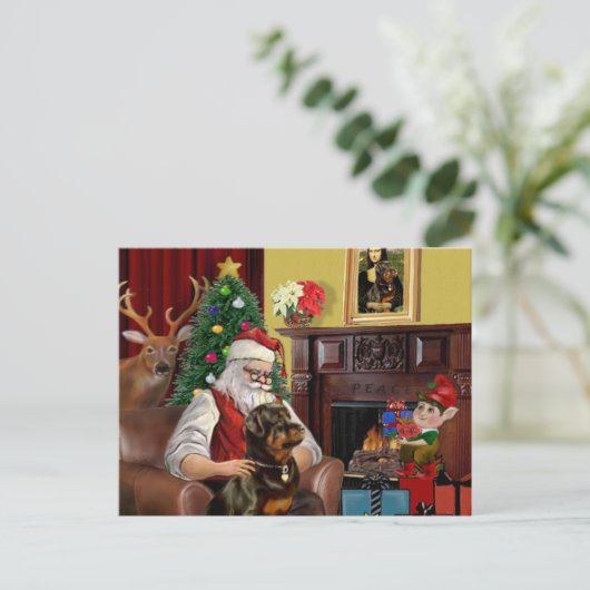 Santa's Rottweiler Feestdagenkaart (Staand voorkant)