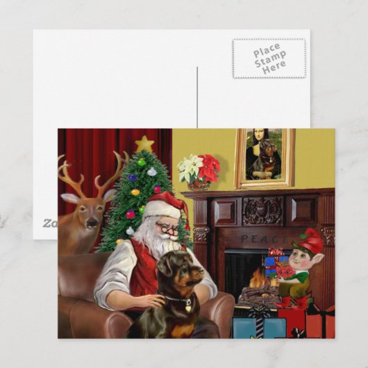 Santa's Rottweiler Feestdagenkaart (Voorkant / Achterkant)