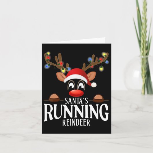 Santa's Running Reindeer Grappige Kerstmis Matchin Kaart (Voorkant)