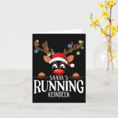Santa's Running Reindeer Grappige Kerstmis Matchin Kaart (Gele Bloem)