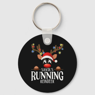 Santa's Running Reindeer Grappige Kerstmis Matchin Sleutelhanger