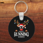 Santa's Running Reindeer Grappige Kerstmis Matchin Sleutelhanger (Voorkant)