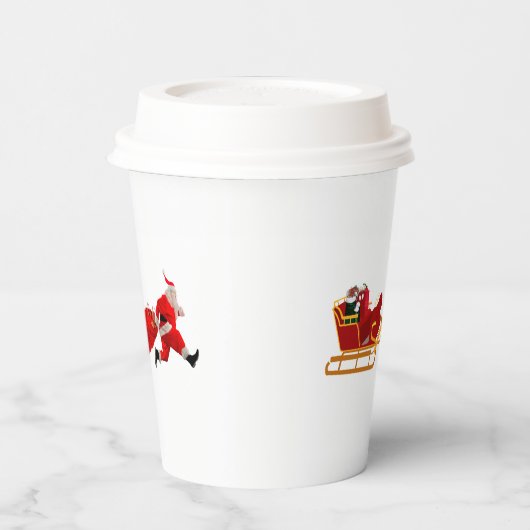 Santa's Running Start Paper Cups Papieren Bekers (Links)