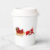 Santa's Running Start Paper Cups Papieren Bekers (Achterkant)