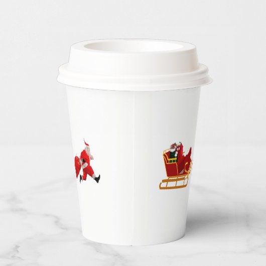 Santa's Running Start Paper Cups Papieren Bekers (Rechts)