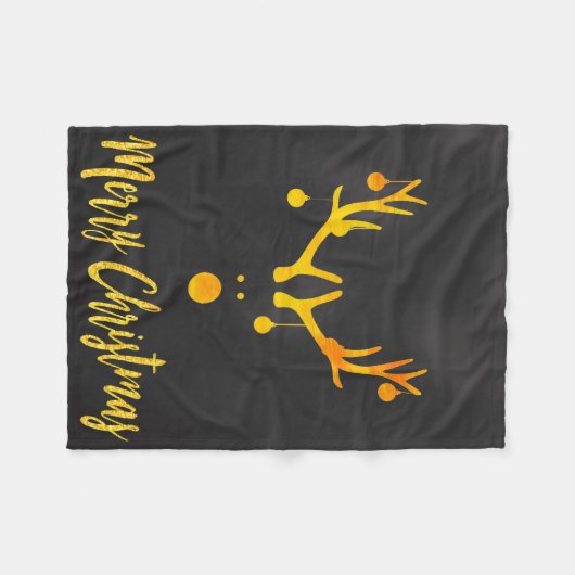 Santas schattig rendierlijk goud op grijs fleece deken (Voorkant (Horizontaal))