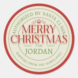Santa's Seal of Approval" Gepersonaliseerde Noordp Ronde Sticker